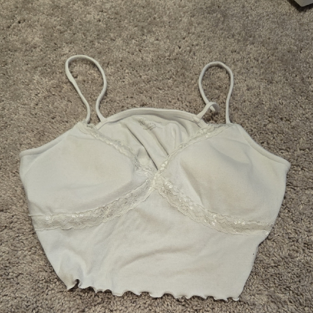 NOBO White Lace Trim Crop Top